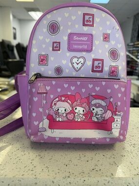 Loungefly Pink & Lavender Heart Print Mini Backpack
